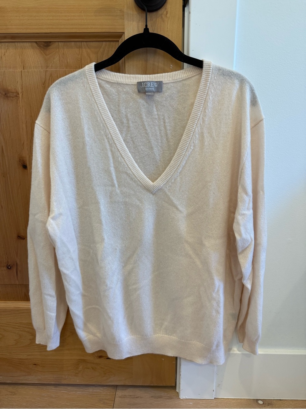J. Crew Women's V-Neck Sweater in Light Cream